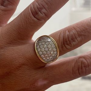 18k dome diamond pave yellow gold ring VVS STONES E COLOR
